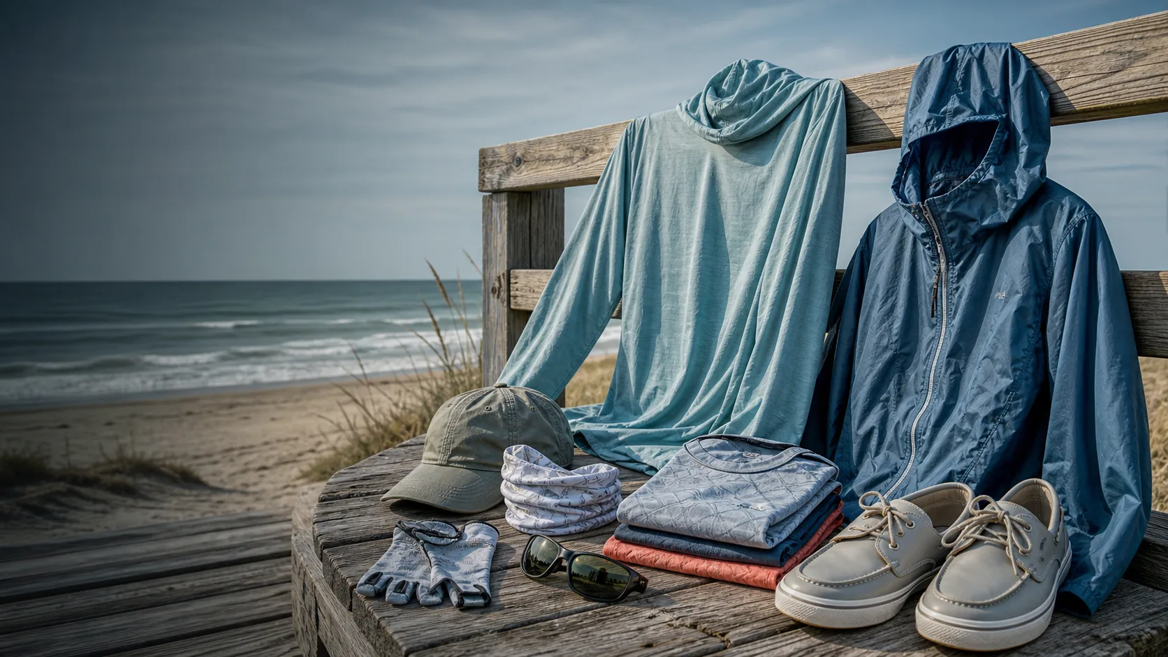 Fishing apparel arranged for Northeast conditions